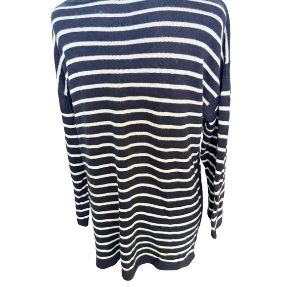 Talbots Petites XLp Striped Knit Sweater Tunic Top Navy White Long Sleeve - Picture 4 of 6